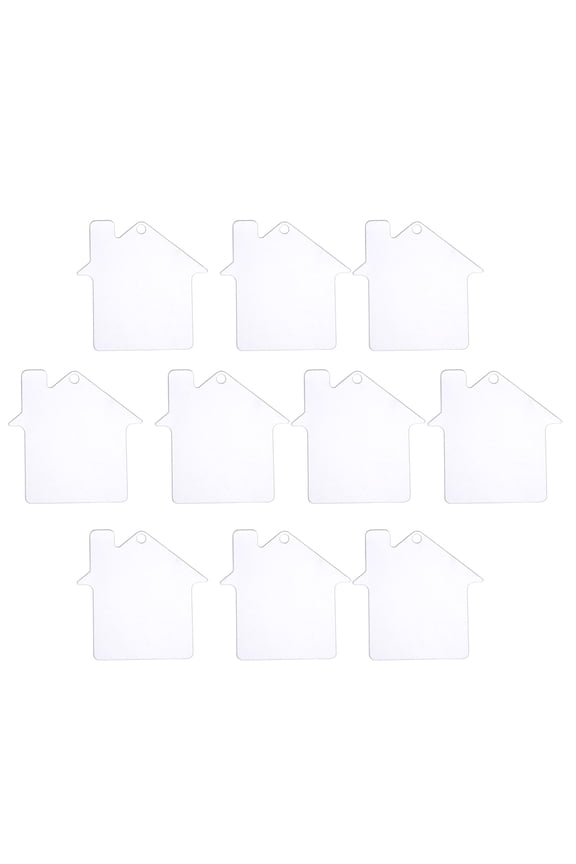 10 Pieces White Acrylic House Shaped Keychain Blanks Pendants for DIY Craft Accessories