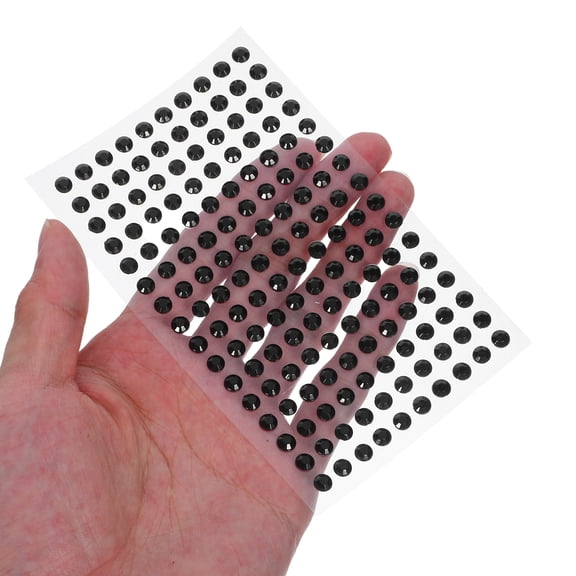 STRANDCHIC Black Flatback Acrylic Rhinestone Stickers for Face Art, Nail Decoration, Craft Projects and Accessories