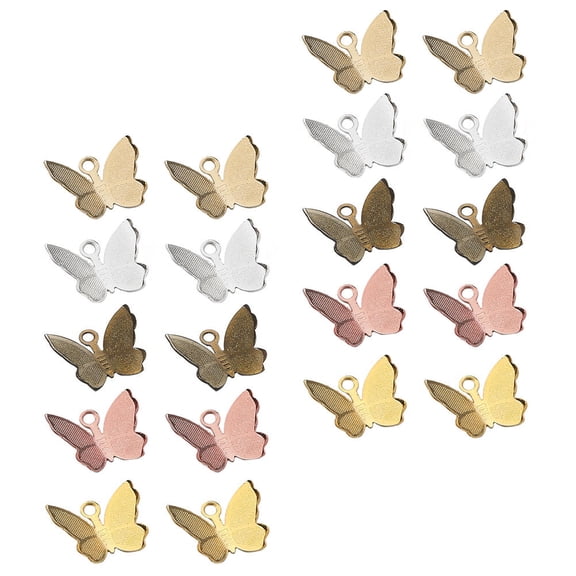 STRANDCHIC 100Pcs Tiny Butterfly Charms Assorted Color Copper Pendants for DIY Jewelry Making Accessories