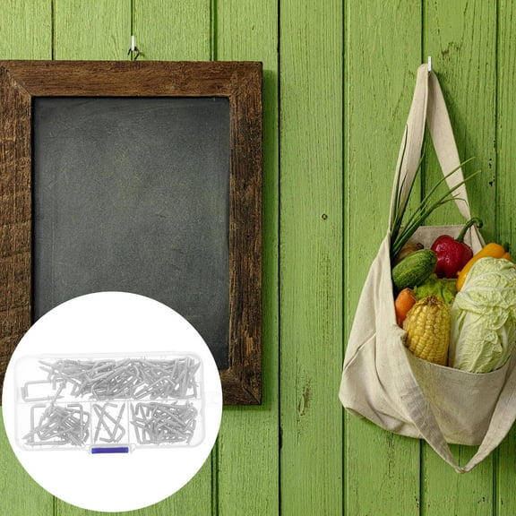 STRANDCHIC 100Pcs Zinc Plated Metal L Hooks Self Tapping Screws for Hanging Keys Plants and Gadgets