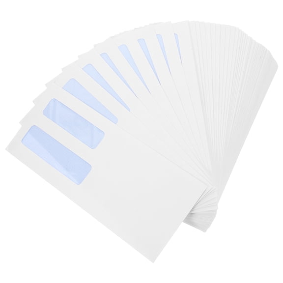 STRANDCHIC 100pcs White Double Window Envelopes Self-Sealing for Confidentiality and Secure Document Sending