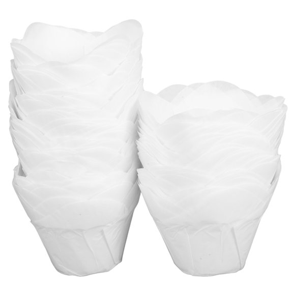 STRANDCHIC 100pcs White Greaseproof Baking Cups for Muffins and Everyday Baking