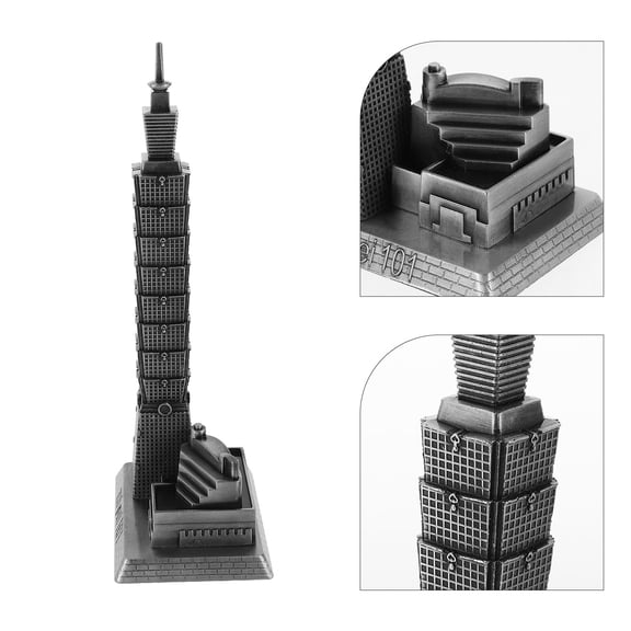 STRANDCHIC Silver 101 Building Model Desktop Sculpture Creative Metal Architecture Decor