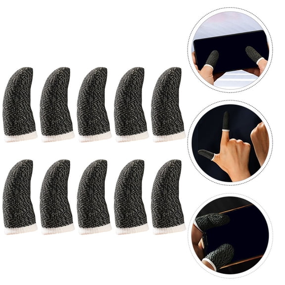STRANDCHIC 10Pcs Black Anti-Sweat Game Finger Sleeves for Mobile Phone Controller with Enhanced Touch and Friction