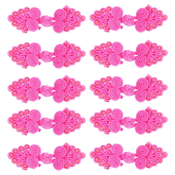STRANDCHIC 10Pcs Coat Closure Buttons Knot Frog Buttons Rosy Polypropylene Fiber Fastener for Formal Wear