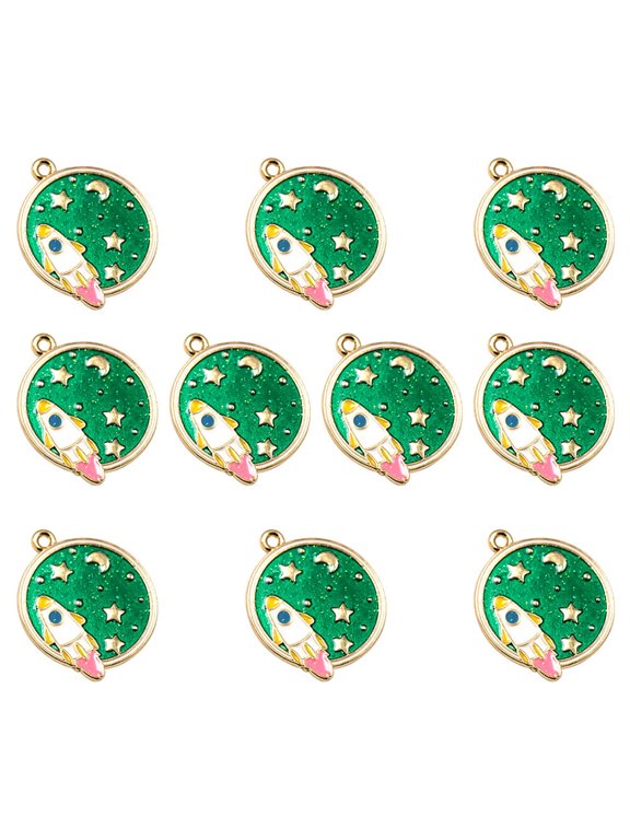 10Pcs DIY Charm Pendant Set Alloy Rocket Pendant for Bracelet Necklace and Anklet