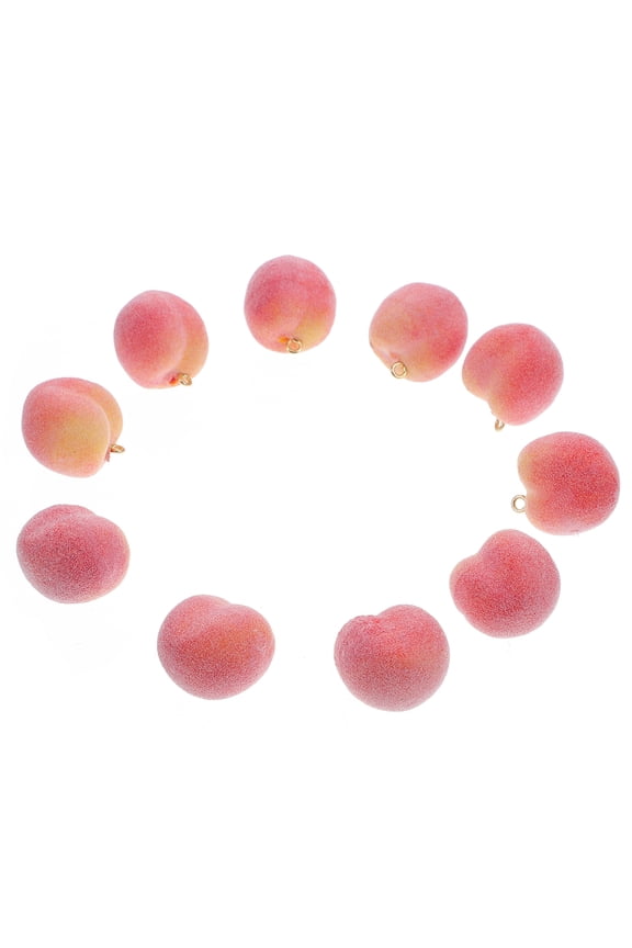 10Pcs Lightweight Pink Simulated Peach Pendant for DIY Necklace and Earring Crafts