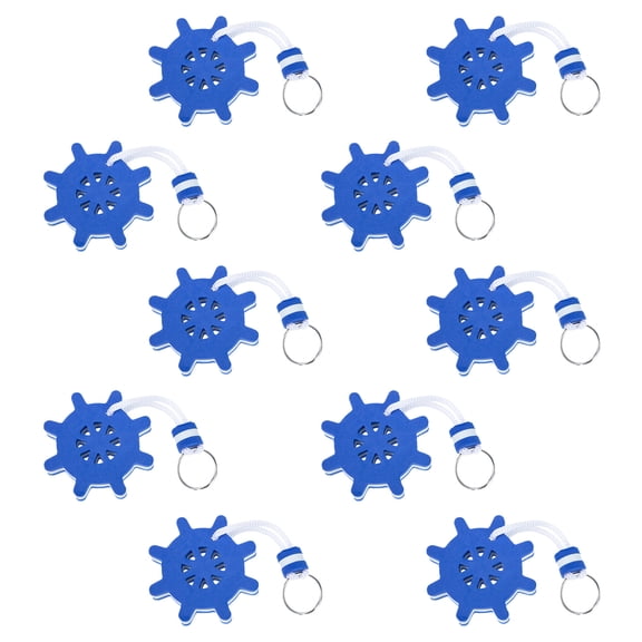 STRANDCHIC 10Pcs Lightweight Blue Boat Key Floating Keychain for Fishing Swimming and Water Sports