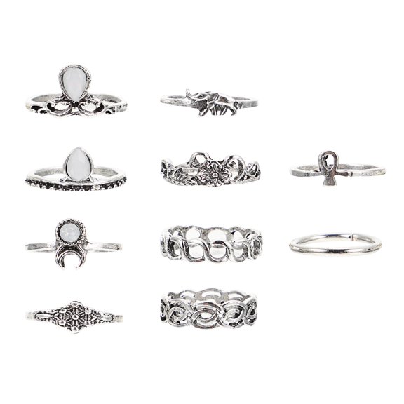 STRANDCHIC 10Pcs Retro Style Alloy Finger Set for Women Fashion Accessories and Party Decoration