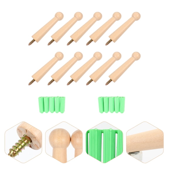 STRANDCHIC Rustic Wooden Coat Hooks Beige for Coats Quality Wood Easy Installation 10Pcs