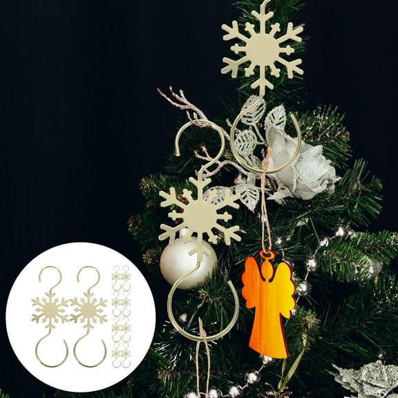 STRANDCHIC Christmas Tree Hooks, 10Pcs Golden Metal Hanging Hooks for Holiday Home Decorations and Ornaments