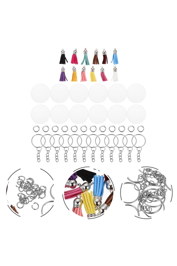12-Piece Assorted Color Acrylic Decorative Hanging Keychains for Crafting and Key Chain Making Sets