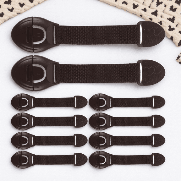 STRANDCHIC 12Pcs Drawer Lock for Baby Child Protection in Brown ABS for Safety