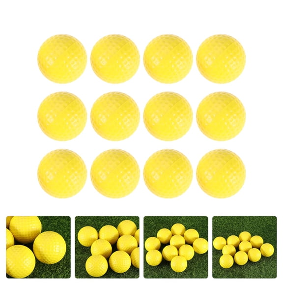 STRANDCHIC 12Pcs Yellow Golfing Practice Balls Supple Training Balls for Indoor and Outdoor Golfing Practice