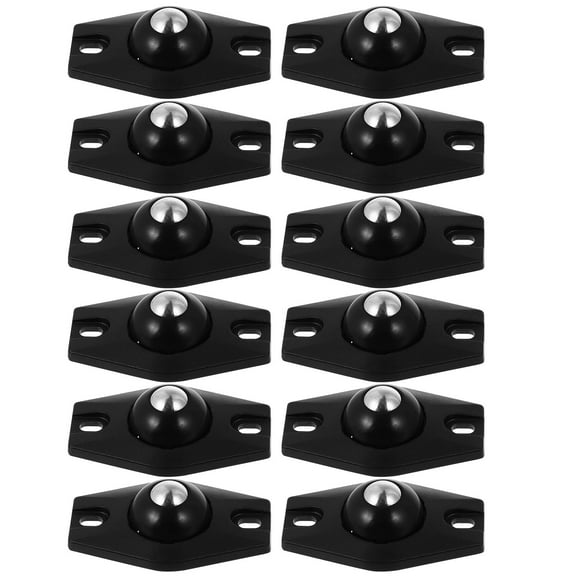 STRANDCHIC 12Pcs Sticky Pulley Wheels Black PVC Smooth 360 Degree Rotation for Boxes