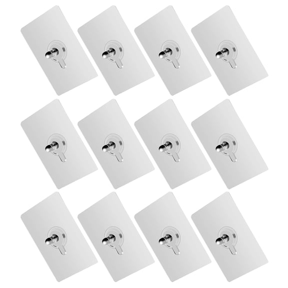 STRANDCHIC Adhesive Hooks Wall Hanging Racks Transparent Stainless Steel 12Pcs