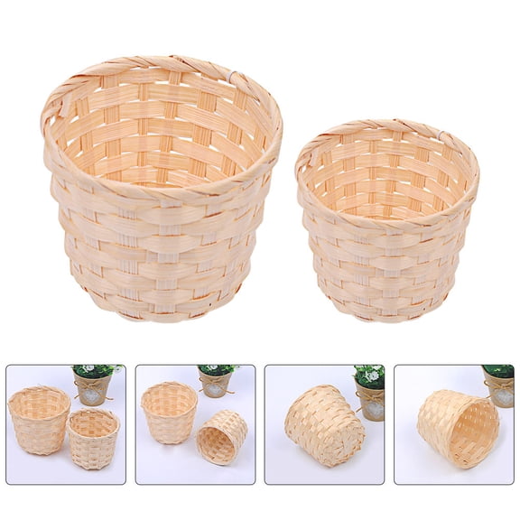STRANDCHIC 12-Piece Hand-Woven Baskets Set, Natural Log Color, Simple Design for Room Organization and Storage