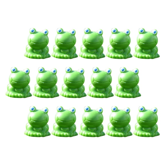 STRANDCHIC 15-Piece Green Resin Frog Figurines Set for Bonsai, Garden, and Home Decoration Accents