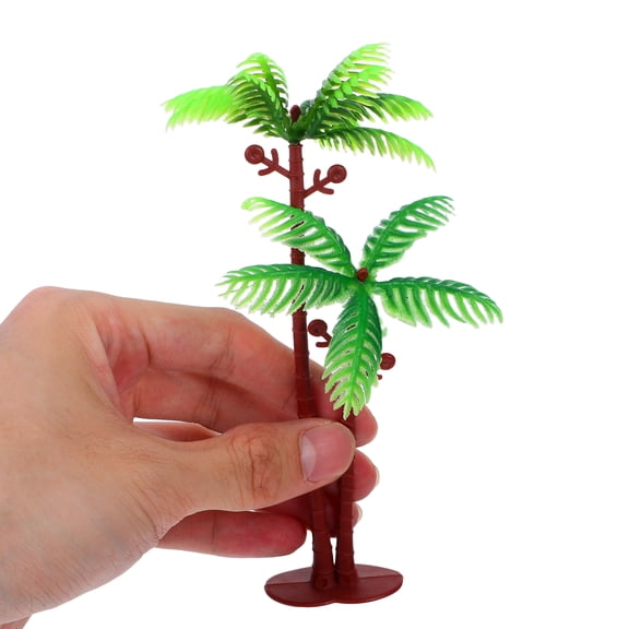 STRANDCHIC 15-Piece Artificial Green Coconut Palm Tree Decorations for Tropical Cake Toppers and Party Supplies