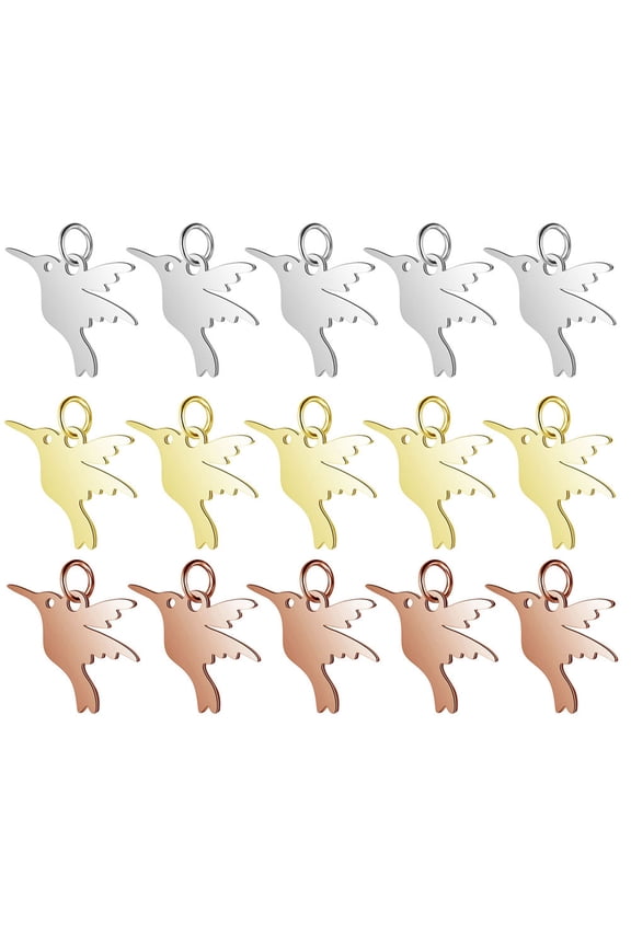Hummingbird Metal Charms Assorted Color Titanium Steel Jewelry Making Pendants