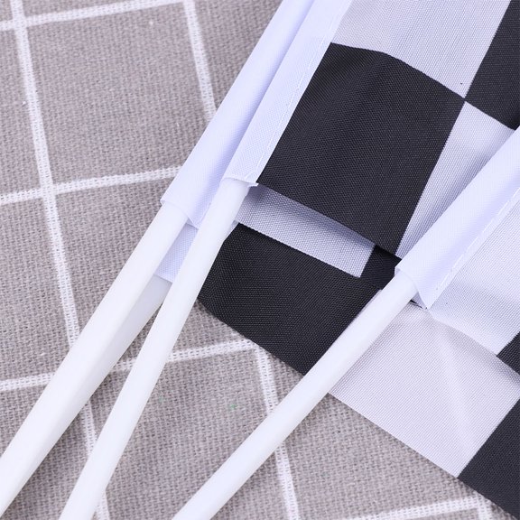 STRANDCHIC 16Pcs Black White Grid Racing Flag Triangle Banner Set Polyester for Sport Event Decoration