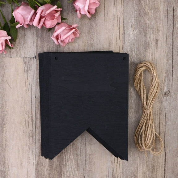 STRANDCHIC 16-Piece Wooden Chalkboard Bunting Banner Black for Party Decor and Home Decoration