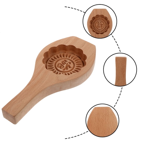 STRANDCHIC 1Pc Wooden Mooncake Mould Brown Kitchen Utensil for Green Bean Cake Baking Supplies