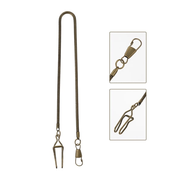 STRANDCHIC Retro Dark Brown Metal Pocket Watch Chain 1-Pack Stylish Vintage Design Accessory for Men and Women