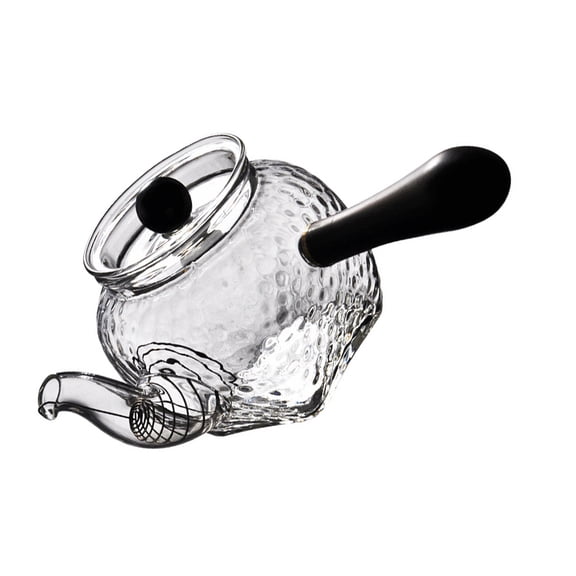 STRANDCHIC Clear Glass Tea Kettle with Wooden Handle, Design, Simple Style for Tea , 1 Pack