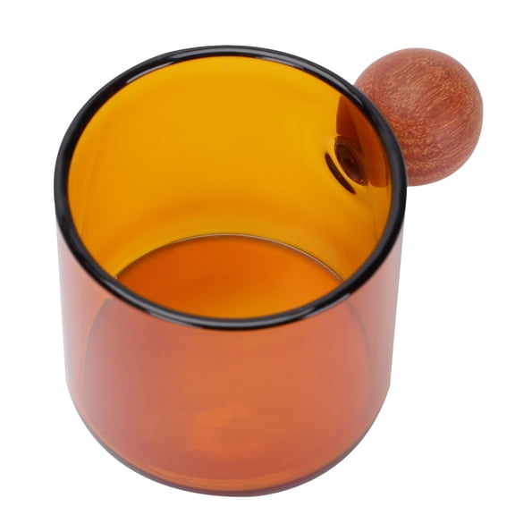 STRANDCHIC Chocolate High Borosilicate Glass Mug with Wood Handle for Home Use 1Pc