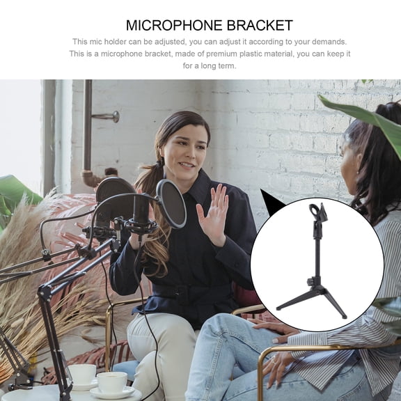 STRANDCHIC Microphone Stand with Triangular Base, Plastic, Black - 1 Pack, Ideal for Singing, Podcasting, and Blogging