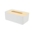 thumbnail image 1 of STRANDCHIC 1Pc Japanese Style Napkin Box White Plastic and Wood for Desktop and Car, 1 of 8
