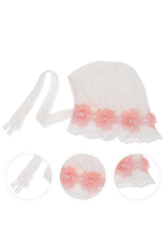 1-Pack Newborn Baby Girls White Cotton Sun Bonnet Breathable Infant Cap for Spring and