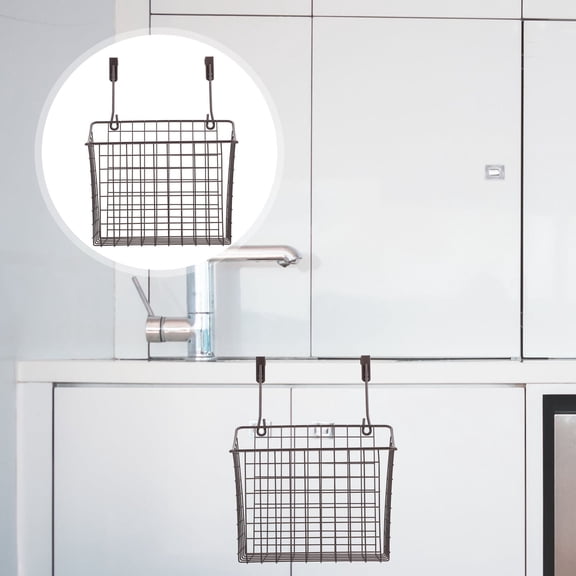 STRANDCHIC Black Wire Hanging Organizer 1-Pack for Kitchen and Home Storage, Space-Saving Wall Mount Rack