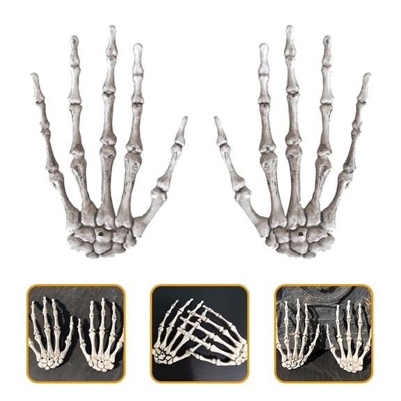 STRANDCHIC 1Pair Beige Plastic Skeleton Hand Party Decoration and Scary Prop