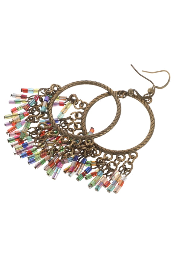 1 Pair Green Bohemian Beaded Drop Earrings Ethnic Dangle Jewelry for Party and Fashion Accessories
