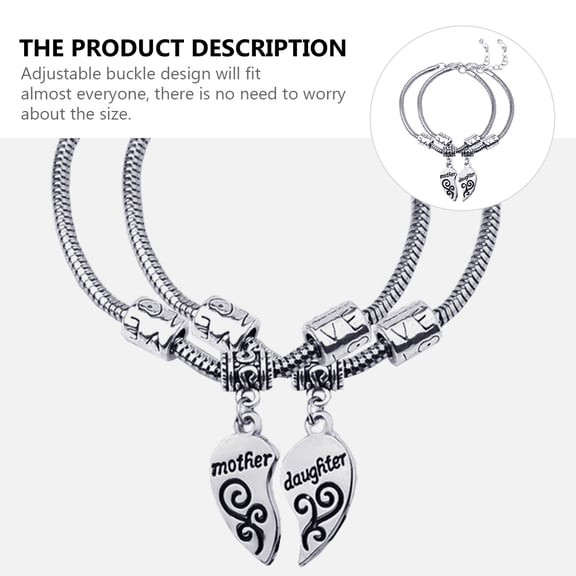 STRANDCHIC 1Pair Plated Half Heart Woman Decoration Bracelet Fashion Jewelry Elegant Wrist Chain for Mother's Day