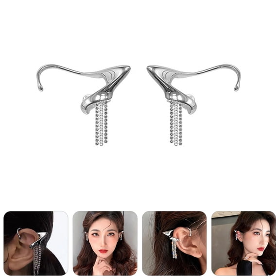 STRANDCHIC 1 Pair Trendy Tassel Ear Clips with Detailed Design for Birthday, Dance Party, and Special Occasions