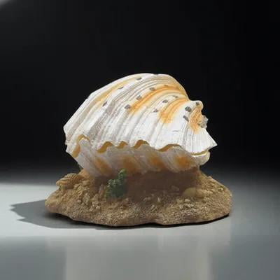 STRANDCHIC 1Pc Resin Aquarium Decor Shell Figurine with Aeration for Fish Tank Landscaping and Aquatic Decoration