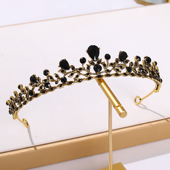 STRANDCHIC 1Pc Baroque Style Wedding Bride Crown Black Tiara Decorative Headdress for Celebrations