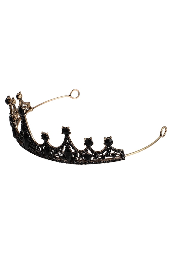 Bridal Crown Black Alloy Vintage Style for Wedding Hair Decor