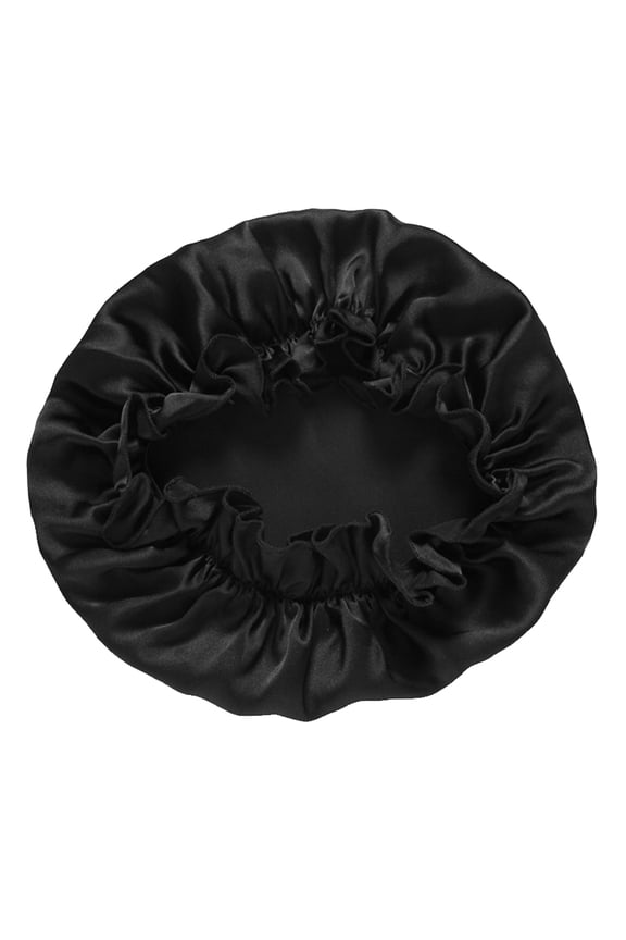 Black Silk Bonnet Cap for Hair Care, Reduces Friction, Locks Moisture, Protects Hair Overnight, Soft and Comfortable