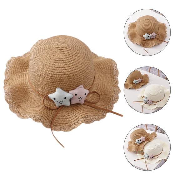 STRANDCHIC Summer Outdoor Hat Sun Protection Hat Straw Brown 1Pcs