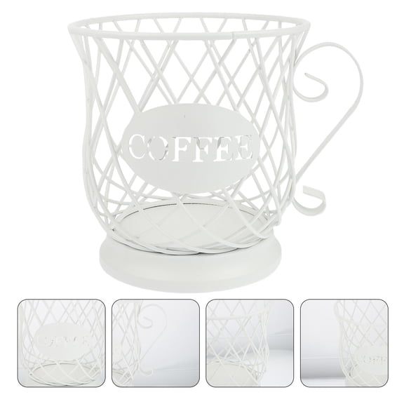 STRANDCHIC White Metal Coffee Capsule Holder Basket for Coffee Pod Storage and Stylish Kitchen Organization