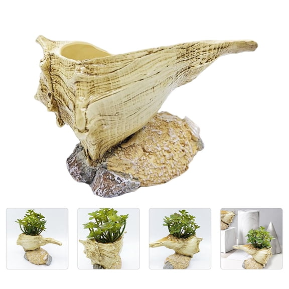 STRANDCHIC 1Pc Realistic Resin Conch Flower Pot for Garden Balcony and Indoor Home Decoration