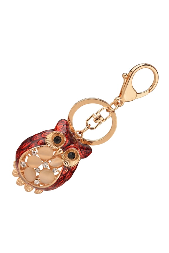 Owl Decorative Keychain Dark Red Zinc Alloy and Cat Eye Stone for Stylish Use 1Pc