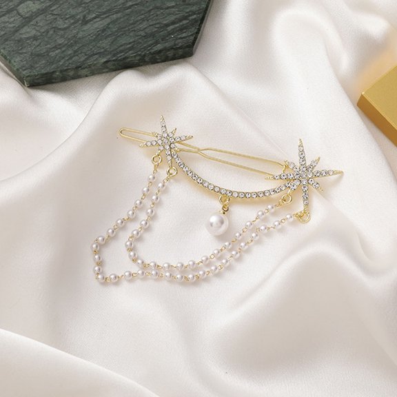 STRANDCHIC 1Pc Unique Headdress Hair Accessory with Tassel and Rhinestone for Special Occasions