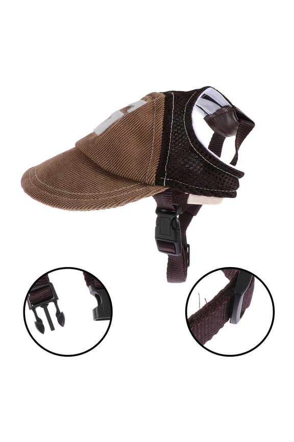 1Pc Dog Sun Hat Brown Fashionable Outdoor Sports Hat for Pets Featuring Adjustable Fit