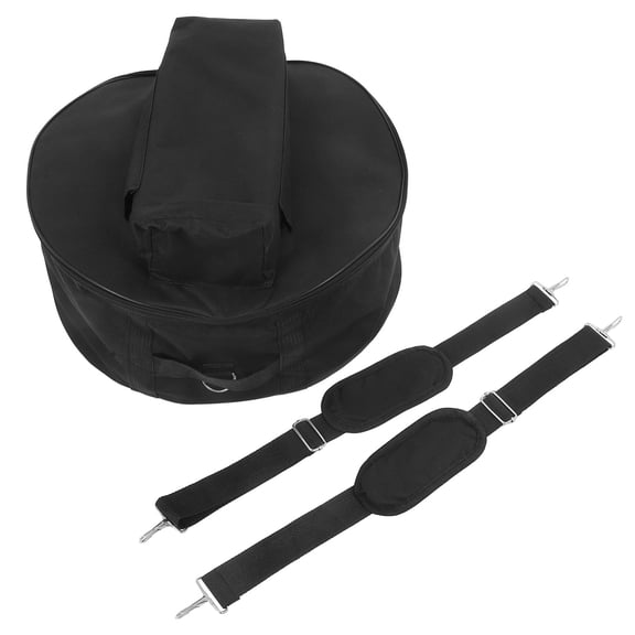 Black Oxford Cloth Snare Drum Bag with Adjustable Shoulder Straps, Portable Drum Case for Marching Band and Storage