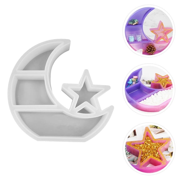 STRANDCHIC 1Pc Easy Use White Moon Mold for DIY Resin Storage Box and Desktop Organizer Mold